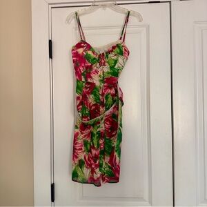 Charlotte Russe Pink and Green Floral Mini Dress
